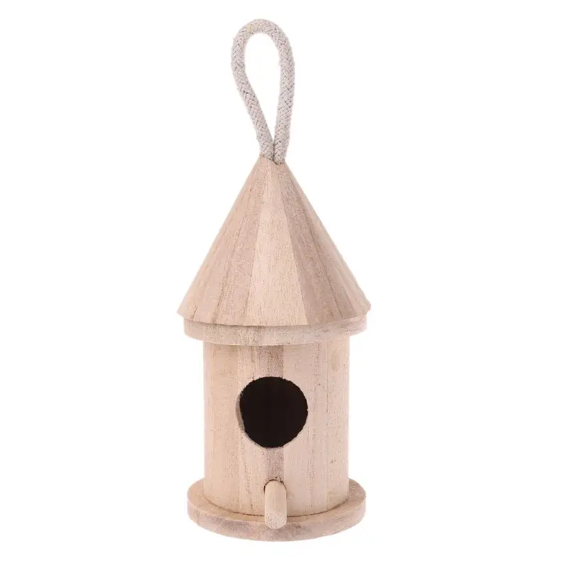 Домик для птиц из натурального дерева, подвесной ящик для гнезда, для сада, дома, птичья клетка