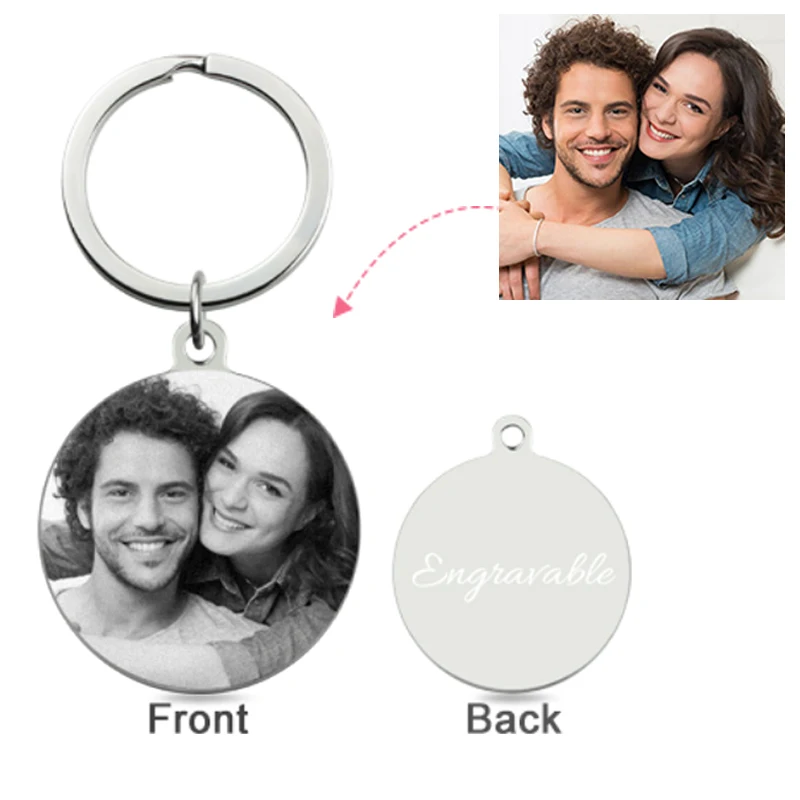 

Custom Photo Keychain with Engraving Titanium Steel Car Key Chain Key Ring Keychains Personalized Picture Keychain porte clef