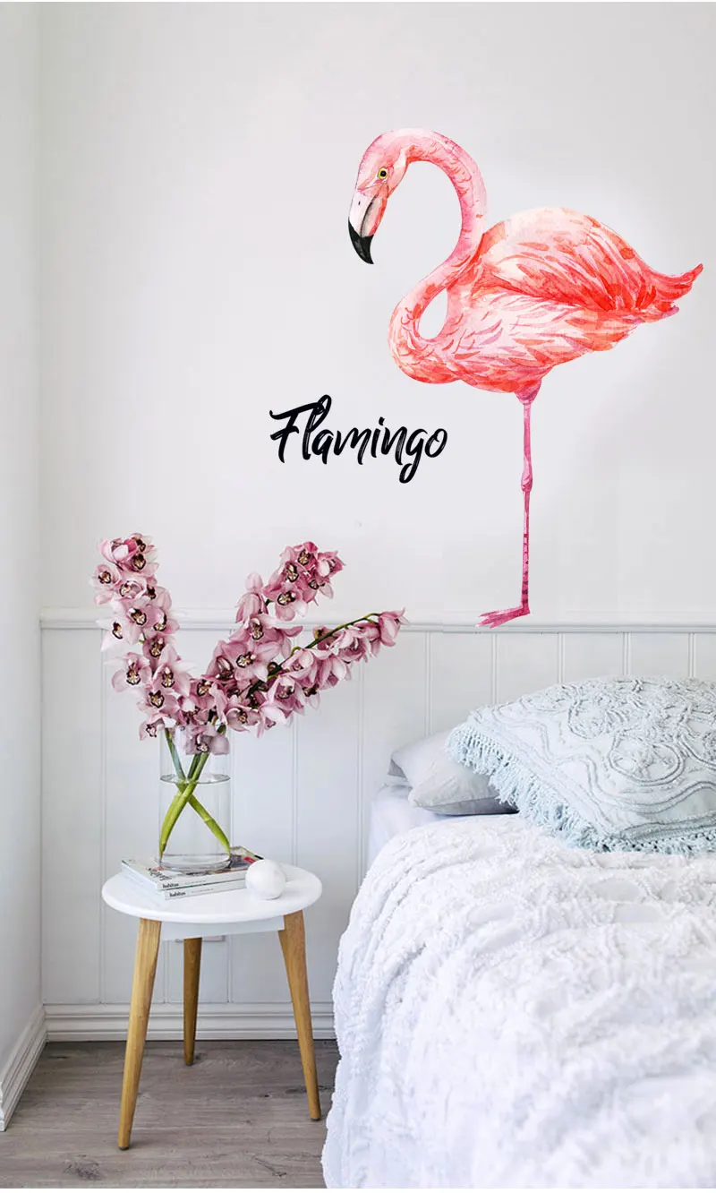 Фламинго настенная мультяшная наклейка животное акварельные изображения плакат в скандинавском стиле детское украшение домашнего декора аксессуары diy