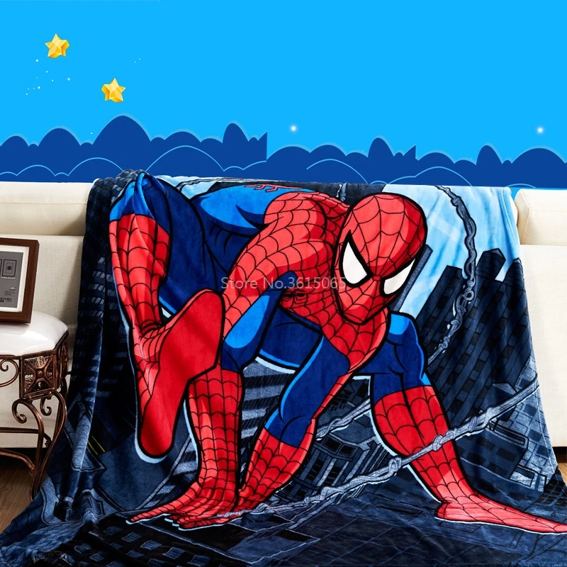 

Warm Soft Spider Man Blanket for Children Gift Minions Stitch Marie Cat Avengers Coral Fleece Blanket Throw Bed Sofa 150cmx200cm