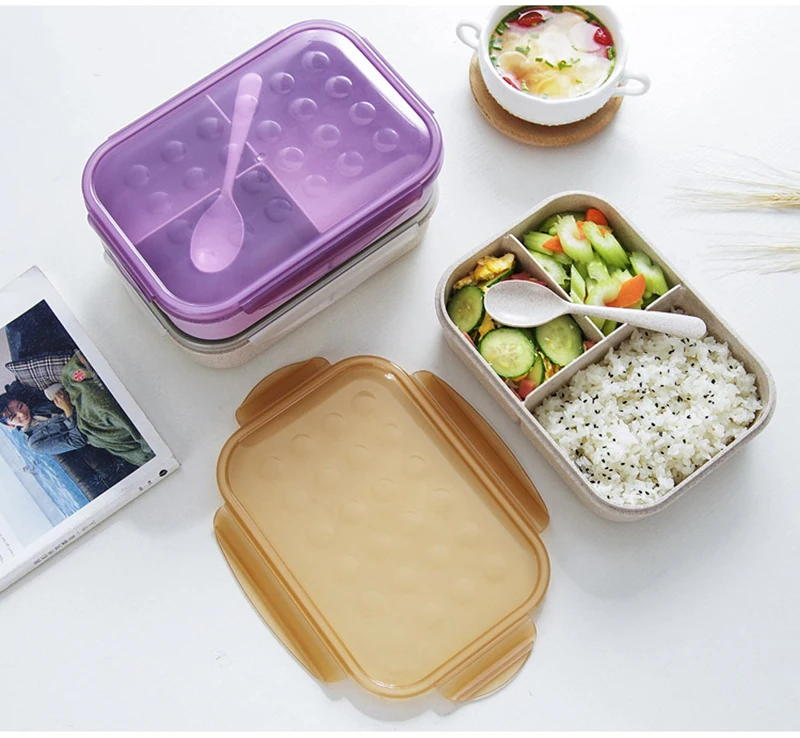 TUUTH Microwave Lunch Box 1200ml Portable Bento Box Wheat Straw Dinnerware Food Storage Container Children Kids School Office A1