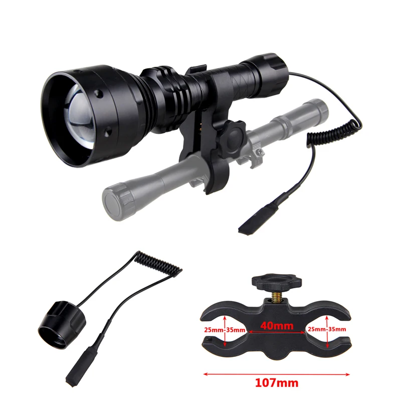 Luz do Porco do Coiote Tático Visão Noturna Iluminador 800 Metros 70mm Lente Zoomable Caça Infravermelha Predador Varmint Tocha 850nm ir 8 luz do porco do coiote varmint tocha