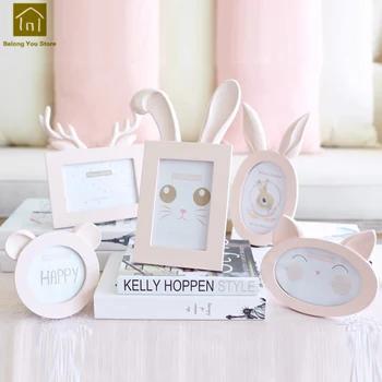 

Cartoon Child Animals Photos Cute Frame Creative Love Picture Frame Stand Decor Frames Quadros Parede Wall Photo Album WKM007