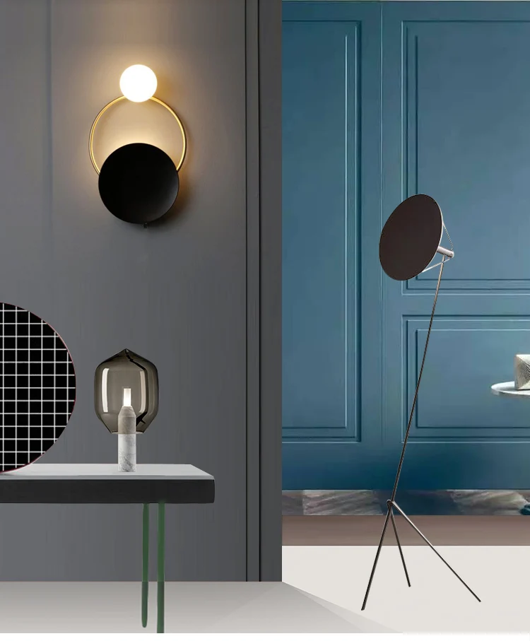 Lâmpada de Parede Montagem na Parede Decoração da Sua Nordic Quarto Scone Moderna Luz Redonda Escadas Ouro Iluminação Luminária Casa Led 2 Cheap Luminárias de parede