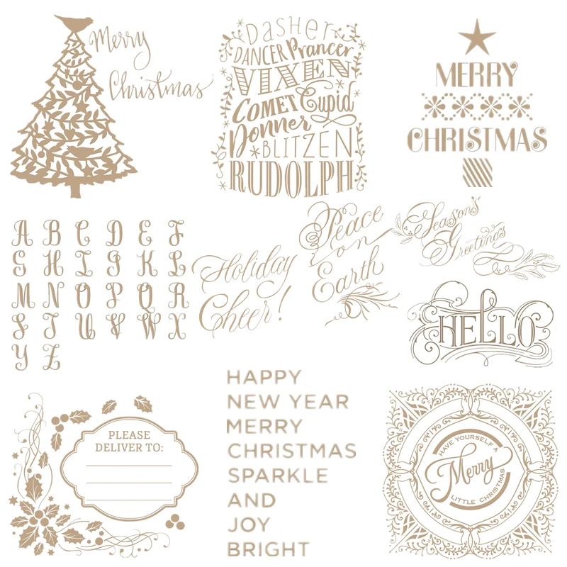 

Merry Christmas Tree Leaves Words Metal Hot Foil Plates for Scrapbooking DIY Paper Cards Craft Decoration New 2019