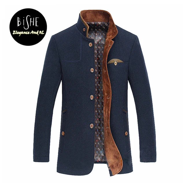 Mens Mandarin Collar Coat Man Sobretudo Mens Winter Single Breasted ...