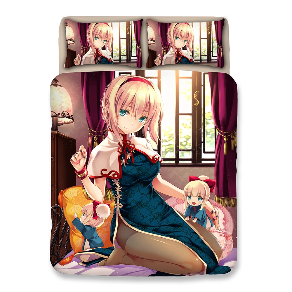 Комплект постельного белья с 3d изображением героев мультфильма Fate Stay Night 4