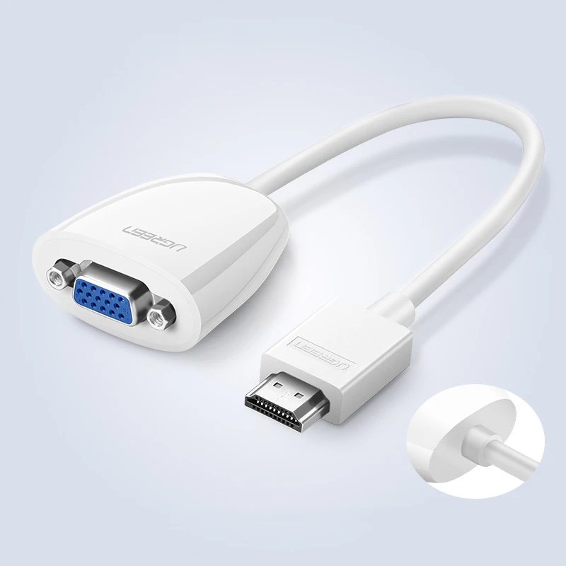 Ugreen HDMI в VGA разъем HDMI VGA Аудио адаптер мужчин и женщин HDMI-VGA конвертер кабель 1080P для xbox one PS3 PS4 HDTV PC L - Цвет: Белый