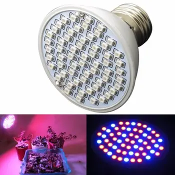 

6W 60 LED Bulb E27 Hydroponic Plant Grow Light Panel Full Spectrum Indoor Growing Lamp Lights 40pcs 650nm Red + 20pcs 450nm BU