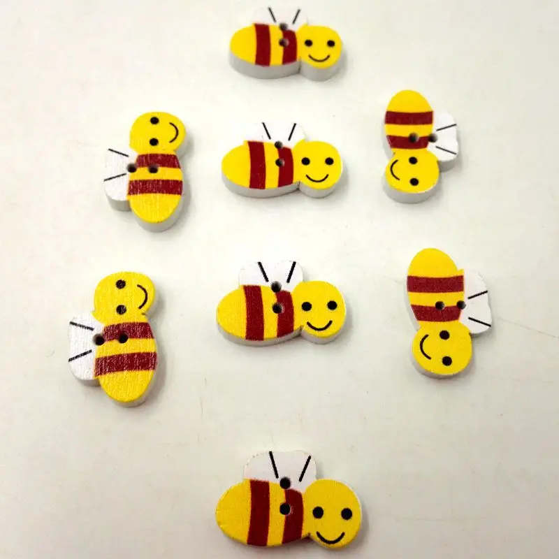 50 шт. милые деревянные пуговицы с рисунком пчелы с двумя отверстиями деревянные пуговицы для шитья декоративные кнопки материал