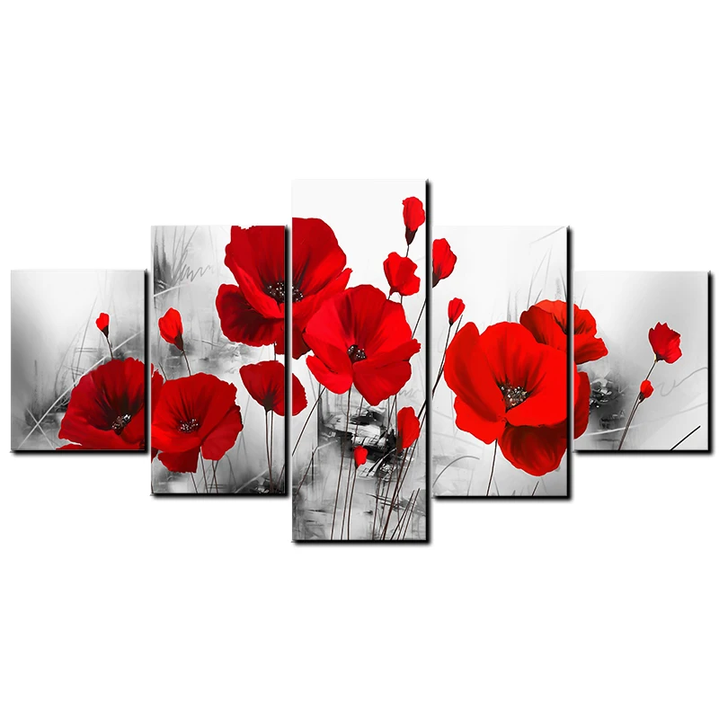 

Romantic Modern Pink Rose Flower Canvas Painting Bedroom Living Room No Frame Core Five Color Ink Rose Home Decoration