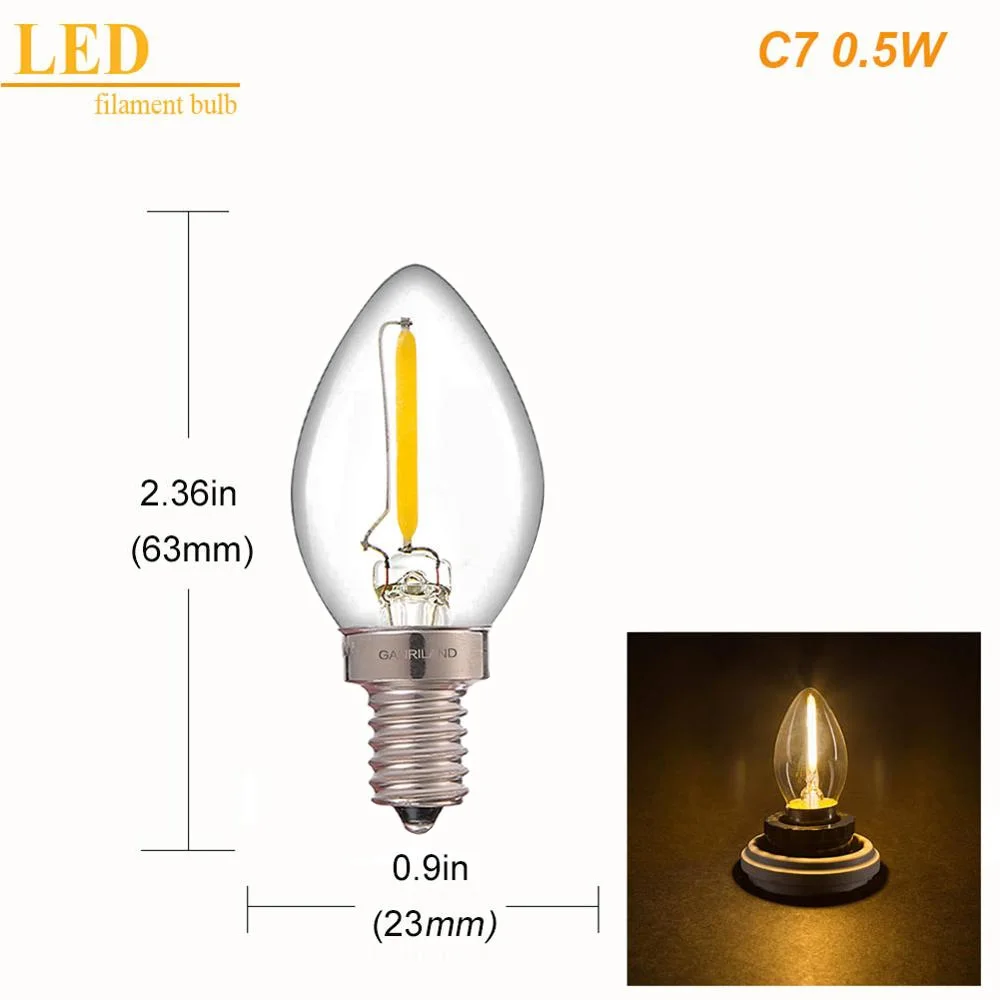 GANRILAND E14 Светодиодная лампа с регулируемой яркостью E12 E14 220 V 0,5 Вт 1 2 Вт Светодиодный светильник светодиодный нити ночник люстра Светодиодный лампочки Эдисона C7 T20 T22 - Испускаемый цвет: C7 0.5W 2700K