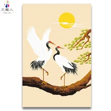 Два белых Журавля, покраска по номеру, краска для рисования по номерам на холсте с наборами в качестве подарка старшим