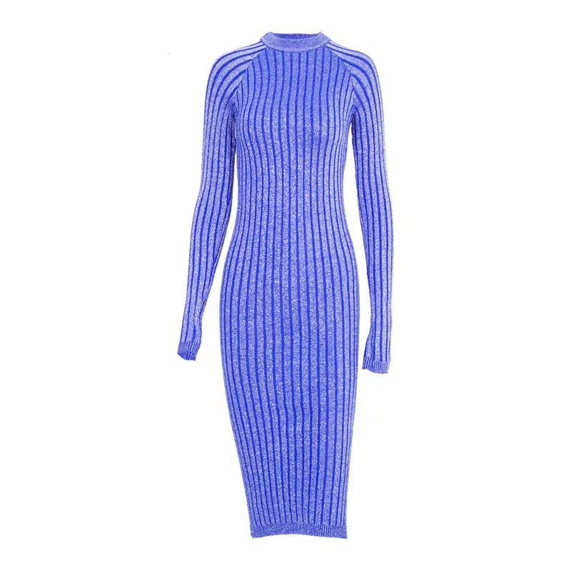 Women Sweater Dress 2017 Fall Winter Long Sleeve O Neck Sexy Bodycon Dress Elastic Striped Skinny Knitted Dresses Robe Vestidos21