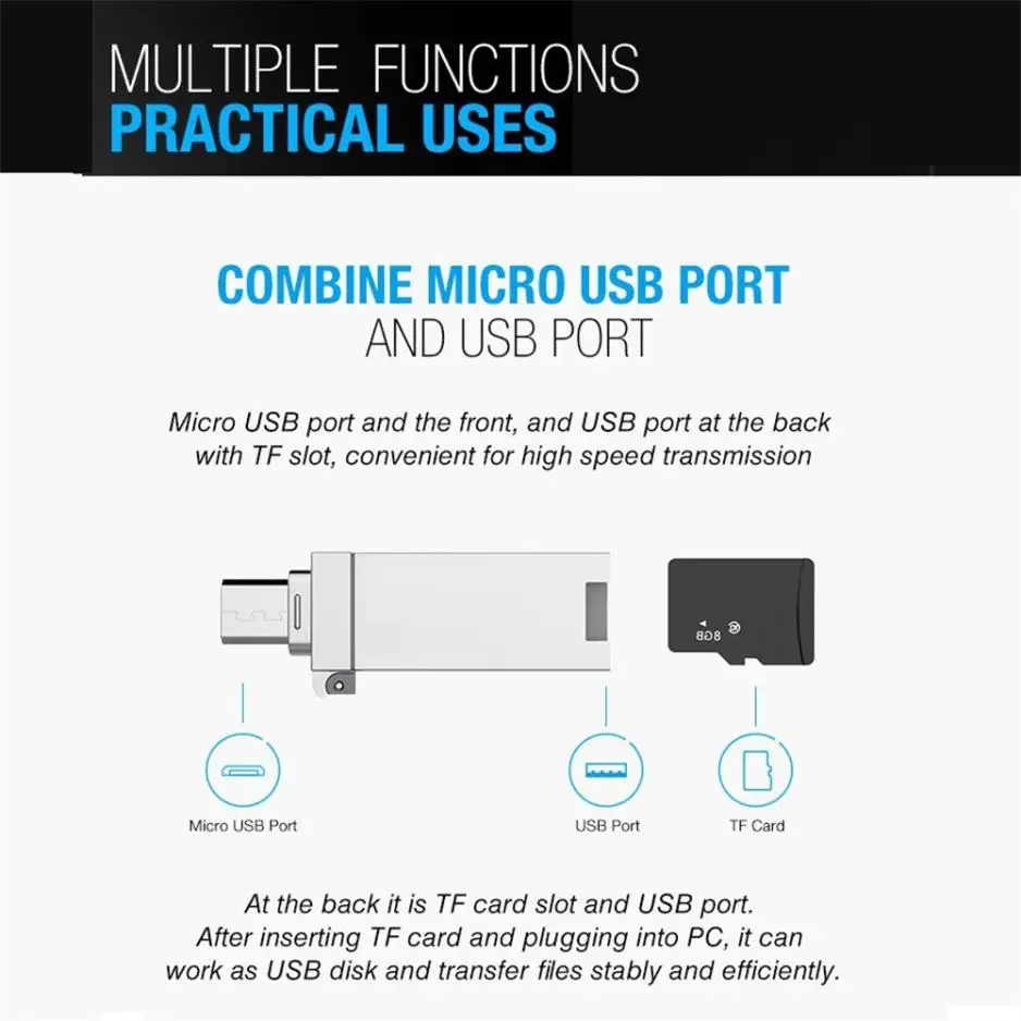 3 в 1 USB Micro TF SD OTG кардридер для Android телефон адаптер мобильного телефона