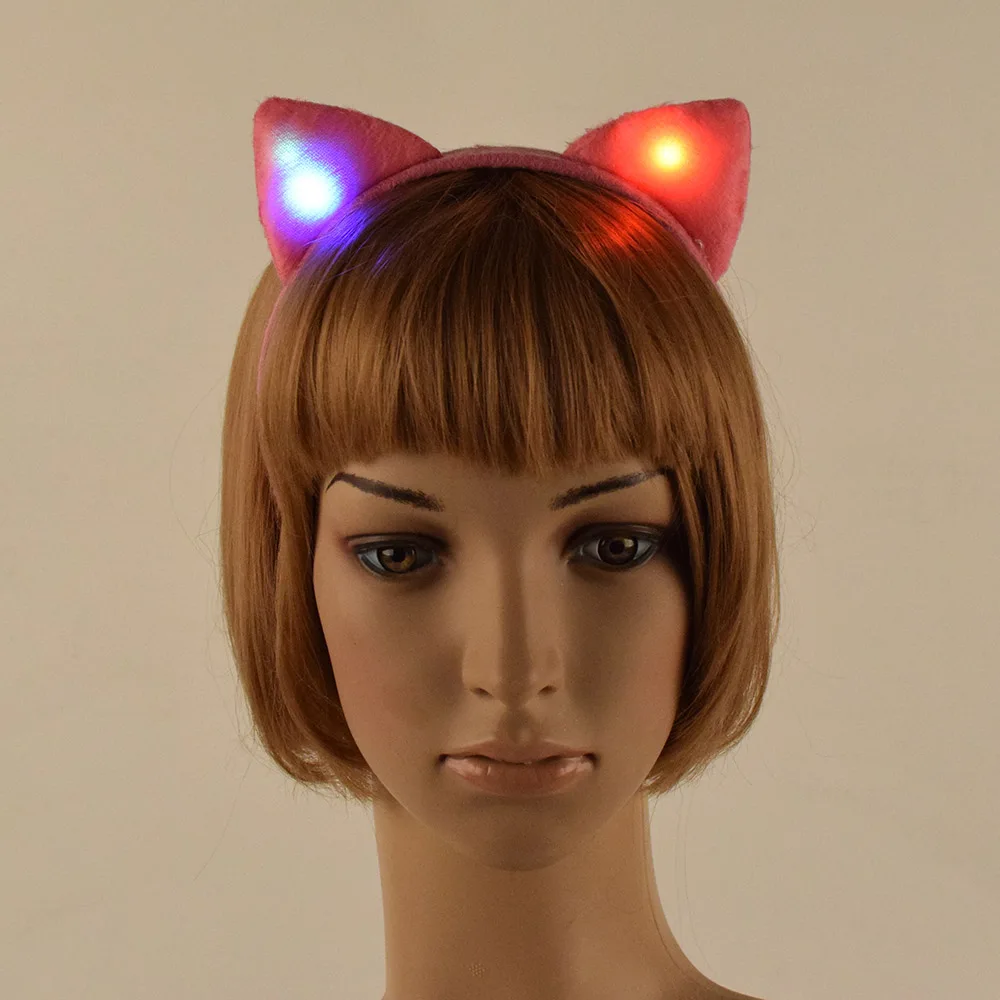 CXADDITIONS LED 3D Light Cat Ear Pink Ears Headwear HeadBand