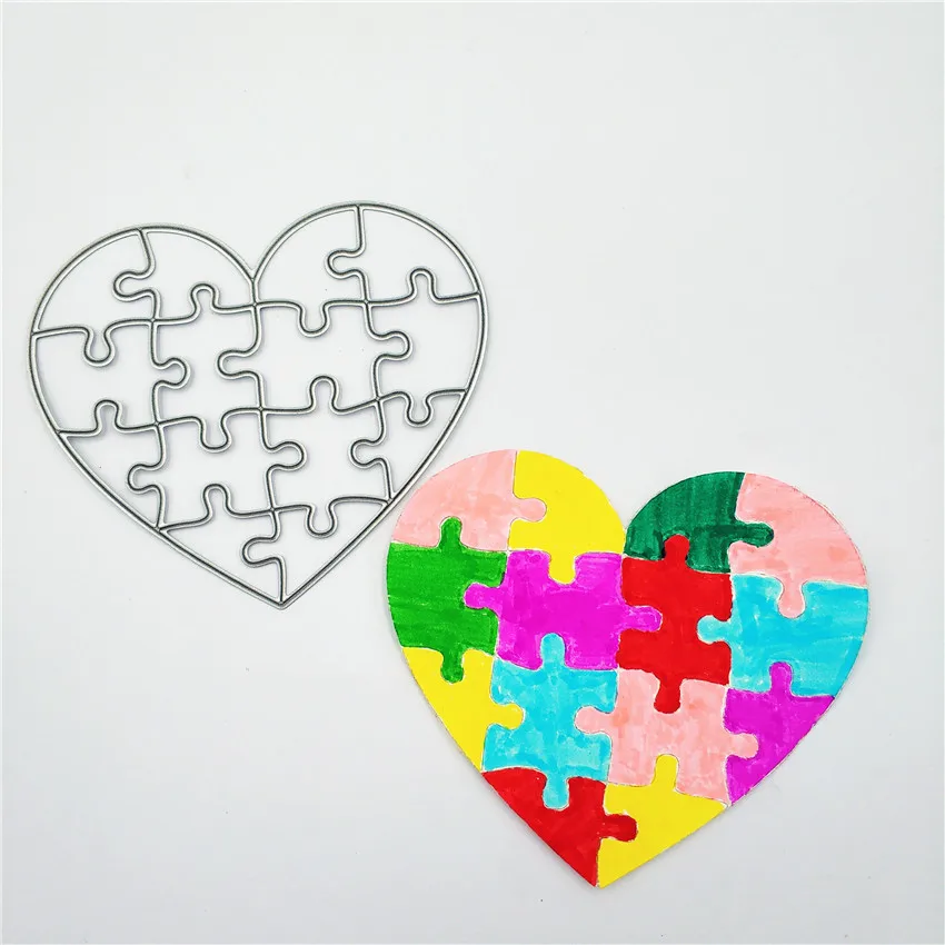 

PANFELOU Heart-shaped puzzle Scrapbooking DIY Halloween Embossing mould card paper die stencils punch Metal cuts dies cutting