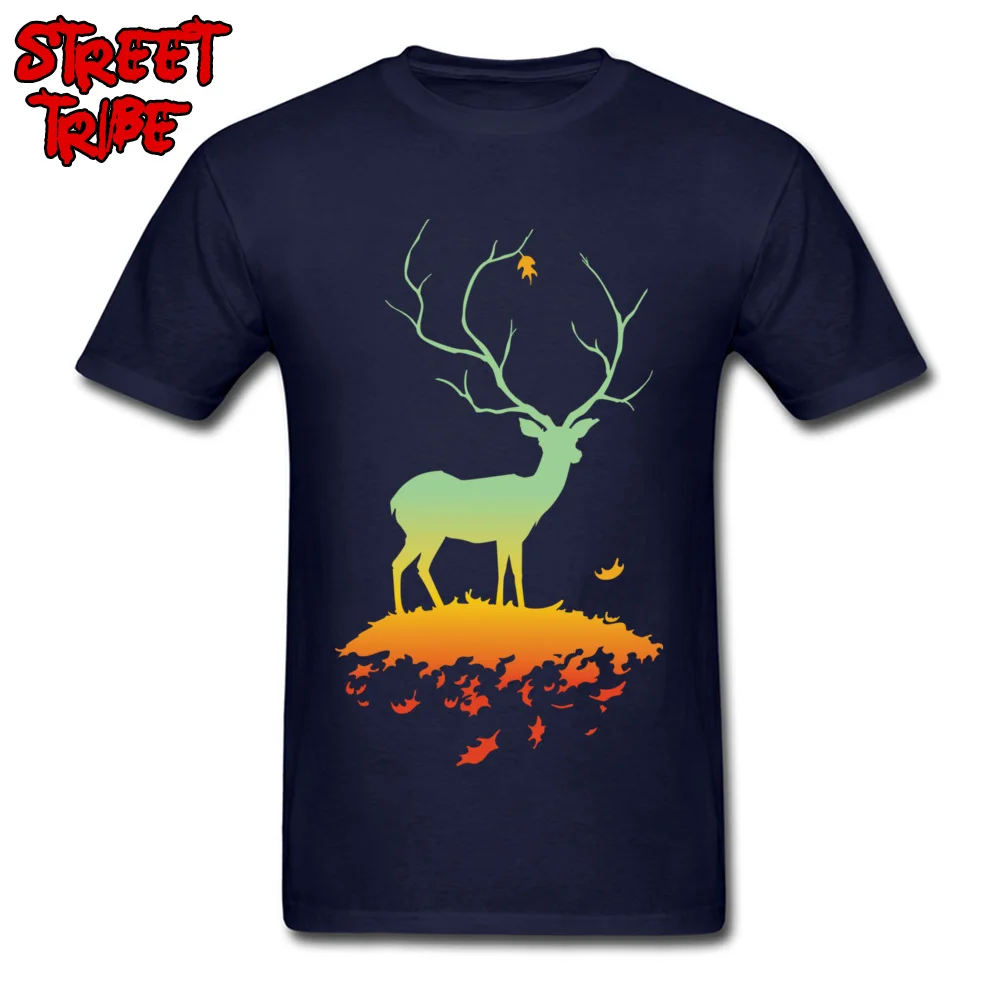 Cool Fawn and Flora Men T Shirt Fashion Summer/Autumn Short Sleeve Crewneck Cotton Tops Shirts Customized Tops Tees Fawn and Flora navy