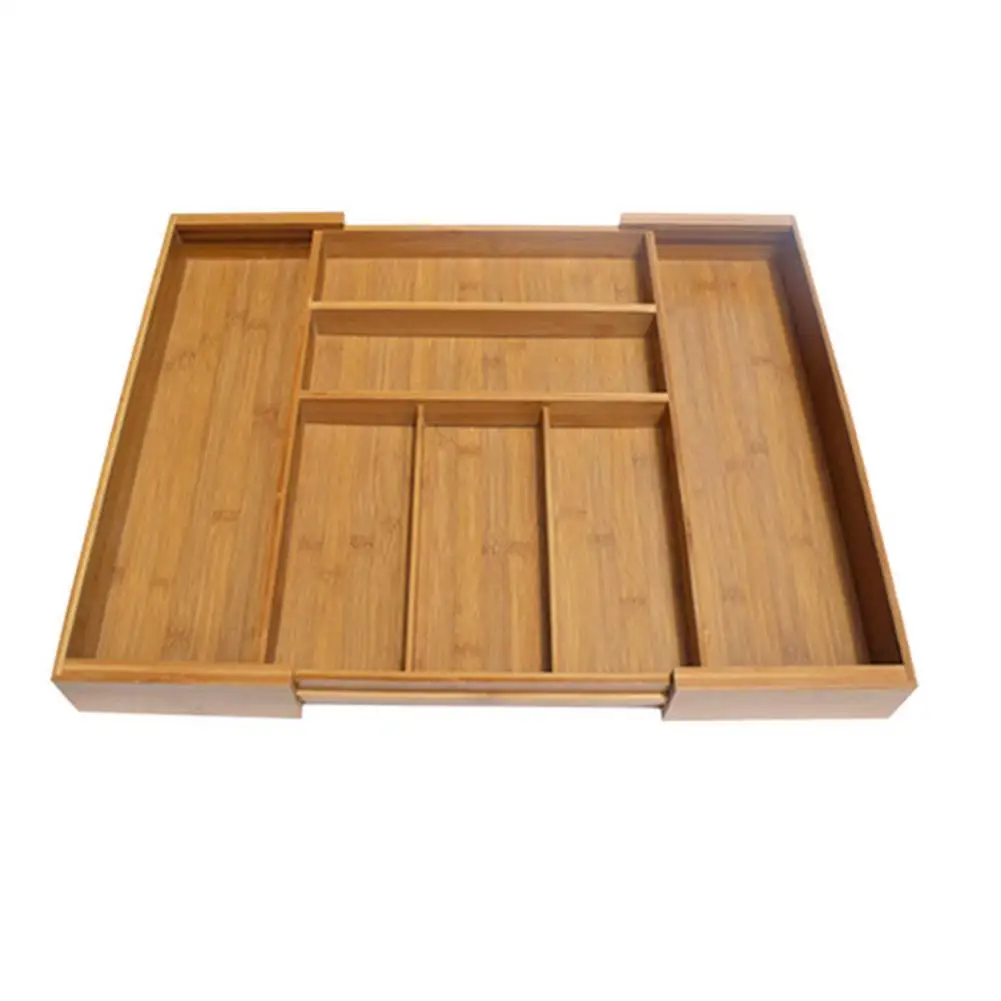 

Retractable Multi-Functional Bamboo Storage Box Cutlery Tray Bamboo Drawer Organizer Practical Groceries Storage Box