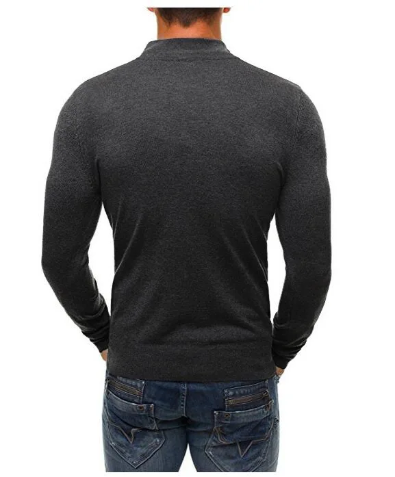 Мужской свитер, пуловер, фирменные повседневные тонкие свитера, Классический свитер на молнии с высоким воротником, простой однотонный мужской свитер поло 3XL