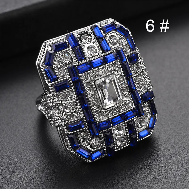 2018 New Arrival Fashion Women Crystal Silver Cubic Zirconia Band Ring Jewelry Gift Rings for women Ring Set J13#N (2)