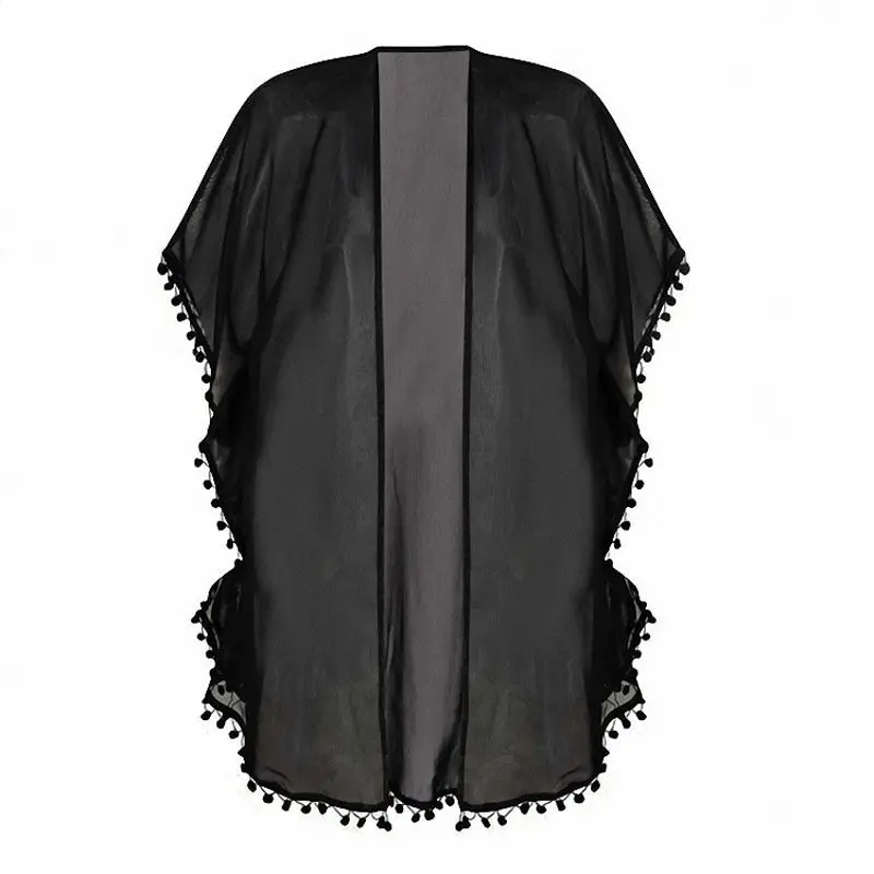 Шифоновые Топы с кисточками шаль кимоно кардиган Blusa Feminina 2016 Женская
