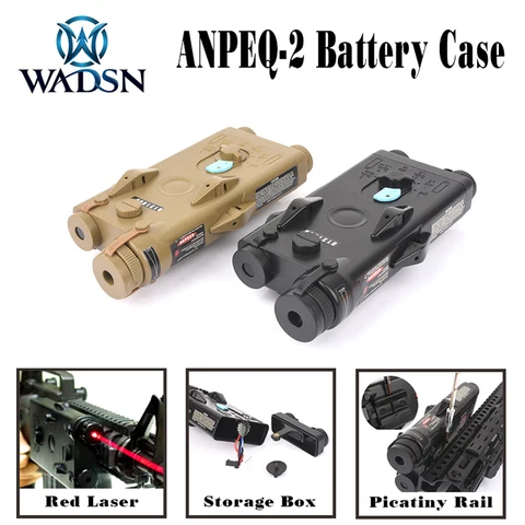 Caixa de Bateria Ver para 20mm Wadsn Airsoft Tático – Peq-2 Laser Vermelho Trilhos Nenhuma Função Softair Peq Wex426 Bateria Case Peq2 um