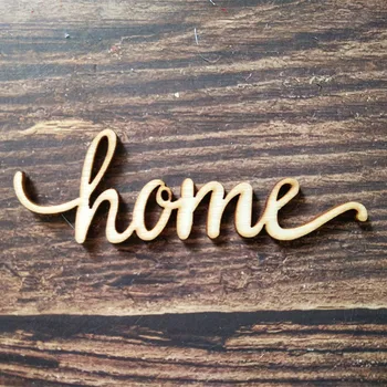 

10pcs Unfinished Wood Script Home Word Sign Wooden Greeting Sign Cursive Word Wedding Room Decoration Wall Hanging