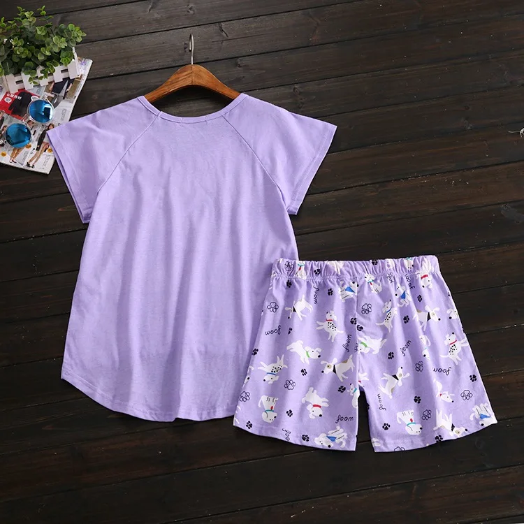 2017 summer short sleeve lady cute cotton shorts pajamas suit cotton European version of the home set (19)