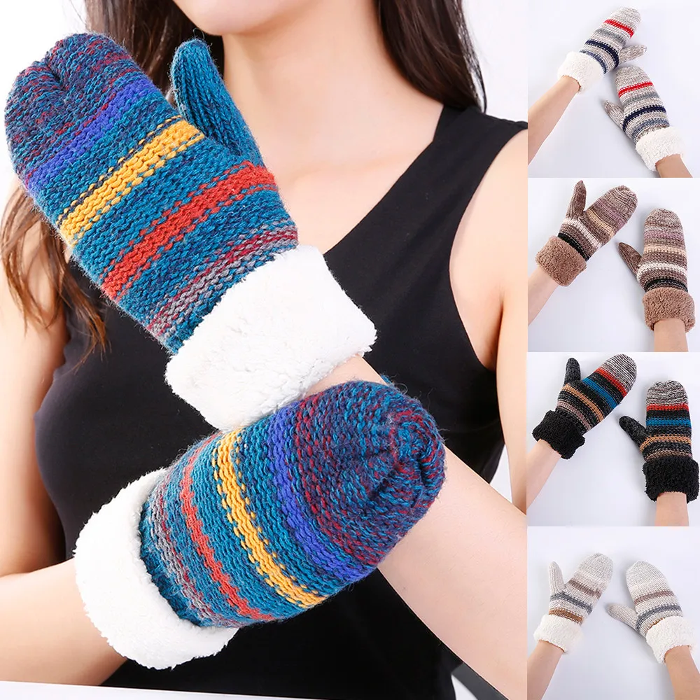 Womens cashmere striped gloves