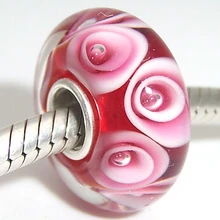 PJG885 стерлингового серебра S925 бусины из муранского стекла подходят для европейских шармов Браслет Подвески diy ювелирные изделия стеклянные бусины лэмпворк