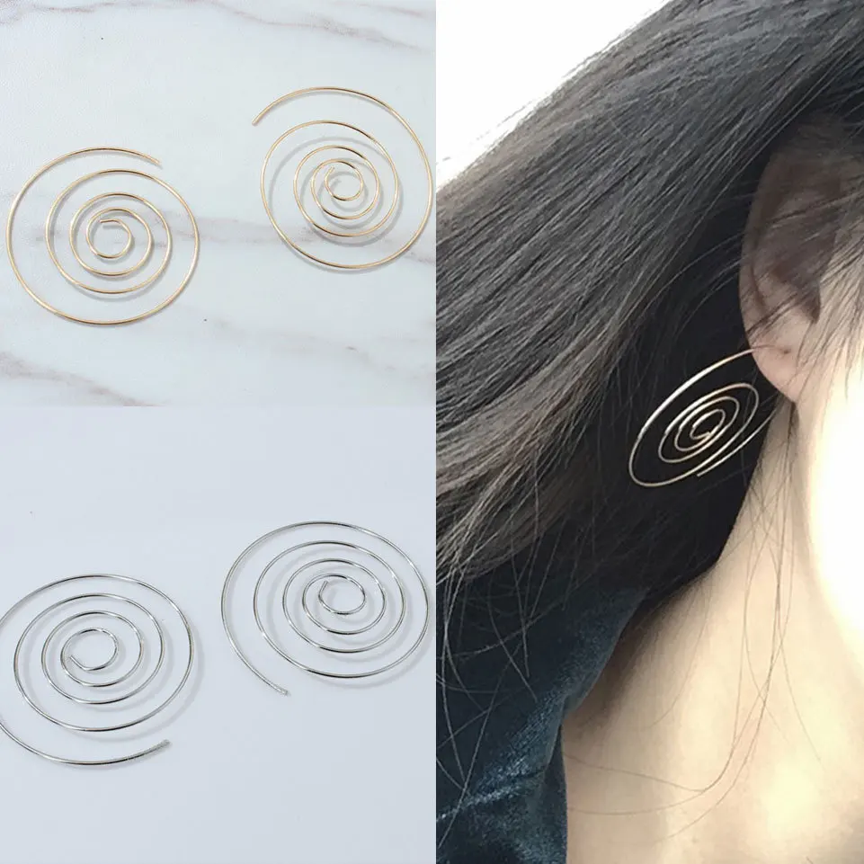 

New round ring multi-layer earrings punk nightclub earrings round simple style fashion jewelry female models elegant big earring