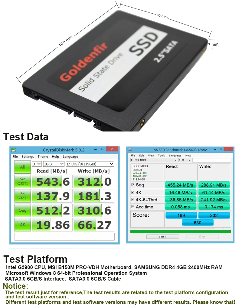 Goldenfir Самая низкая цена SSD 64GB 32GB 16GB 8GB жесткий диск для ноутбука 128g 256g 512gb 500g SSD 2,5 дюймов