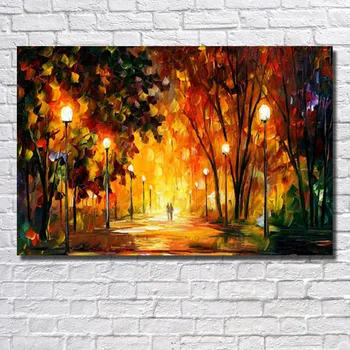 

New Products Hand Painted Abstract Night Light Knife Scenery Oil Painting on Canvas Modern Home Decoration no Framed