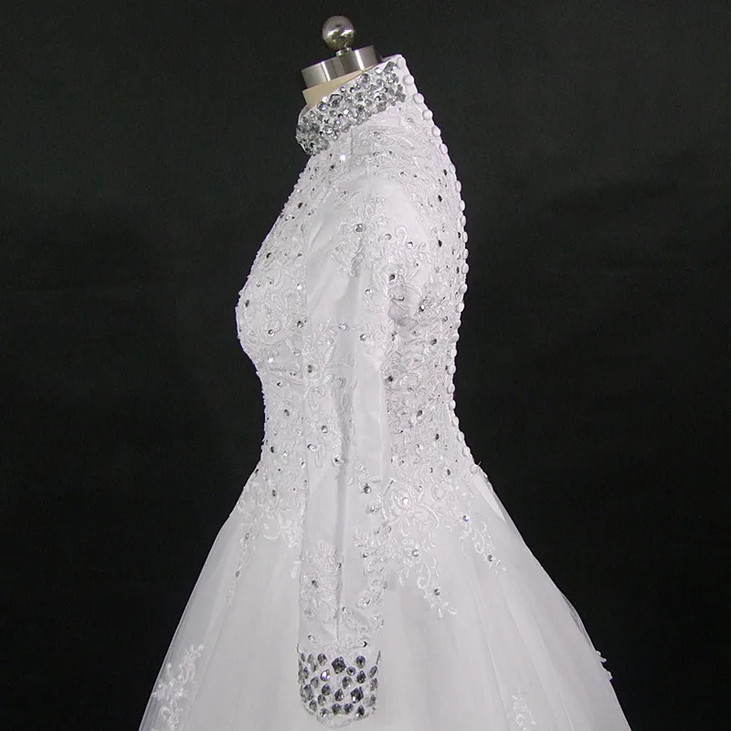 QQ Lover Расшитое Бисером, с высоким воротником с длинными рукавами свадебное платье для мусульман свадебное платье свадебные платья на заказ Vestido de noiva