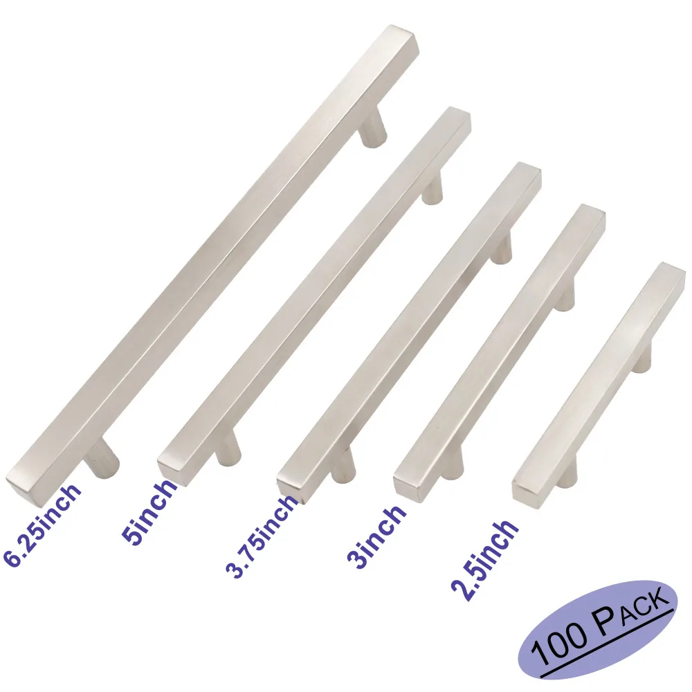 Square Cabinet Handles Brushed Nickel Furniture Drawer Pulls 2 5 7 5 Hole Space Kitchen Cabinet Hardware Door Knobs 100pack Door Knob Drawer Pullsfurniture Drawer Aliexpress