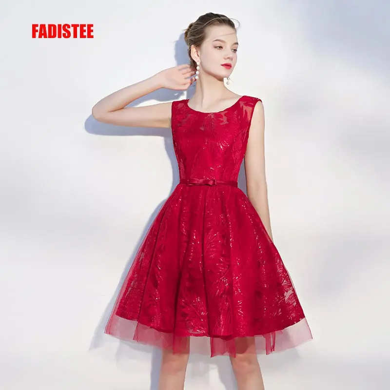 

FADISTEE 2018 autumn new arrive party prom dress Vestido de Festa Burgundy lace mermaid evening elegant A-line bling sequins