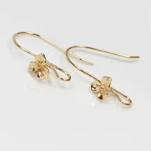 Позолоченный цветок, Висячие Крючки для ушей, проволока для сережек ручной работы, аксессуары для ювелирных изделий, 3 пары 21*17 мм