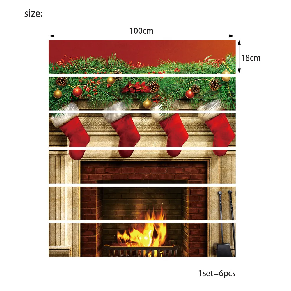6 шт./компл. стикер лестницы 3D моделирование фестиваль стиль плитка стикер на стену s домашний DIY Рождественское украшение для дома Декор лестницы 1205