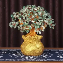 Для денег, богатства сумка Feng Shui Счастливое дерево натуральный зеленый Dongling нефрита драгоценный камень в дерево с украшением в виде кристаллов дерево