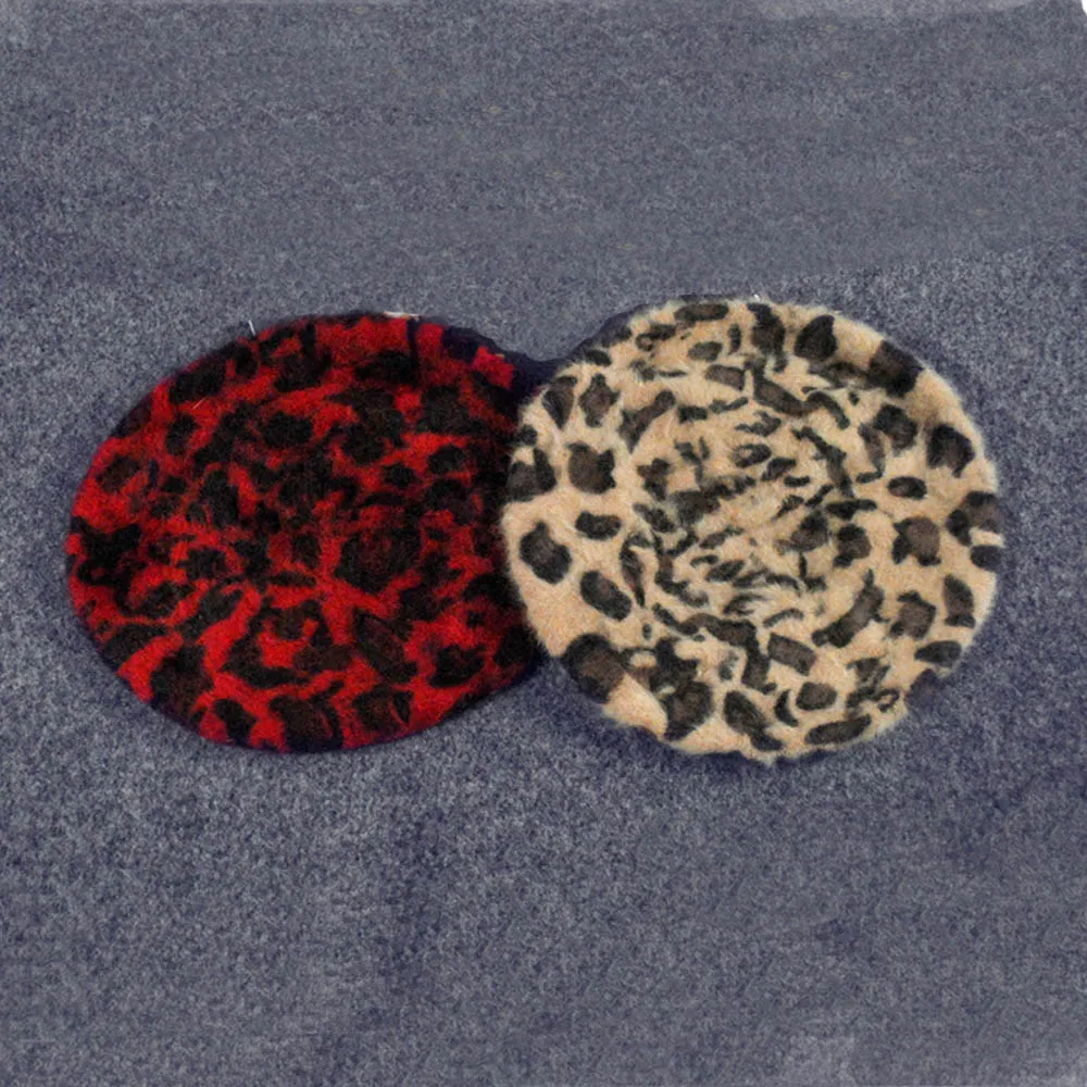Женский винтажный Леопардовый принт, шерсть, мягкий зимний теплый берет, Классическая Шапка бини, новинка HATBD0501