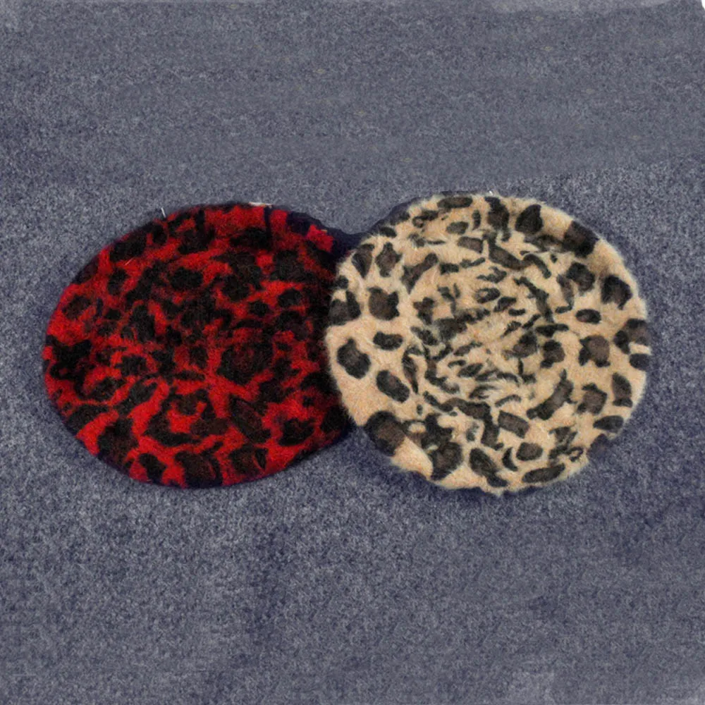 Women Vintage Leopard Print Wool Soft Winter Warm Beret Classic Beanie Hat NEW HATBD0501