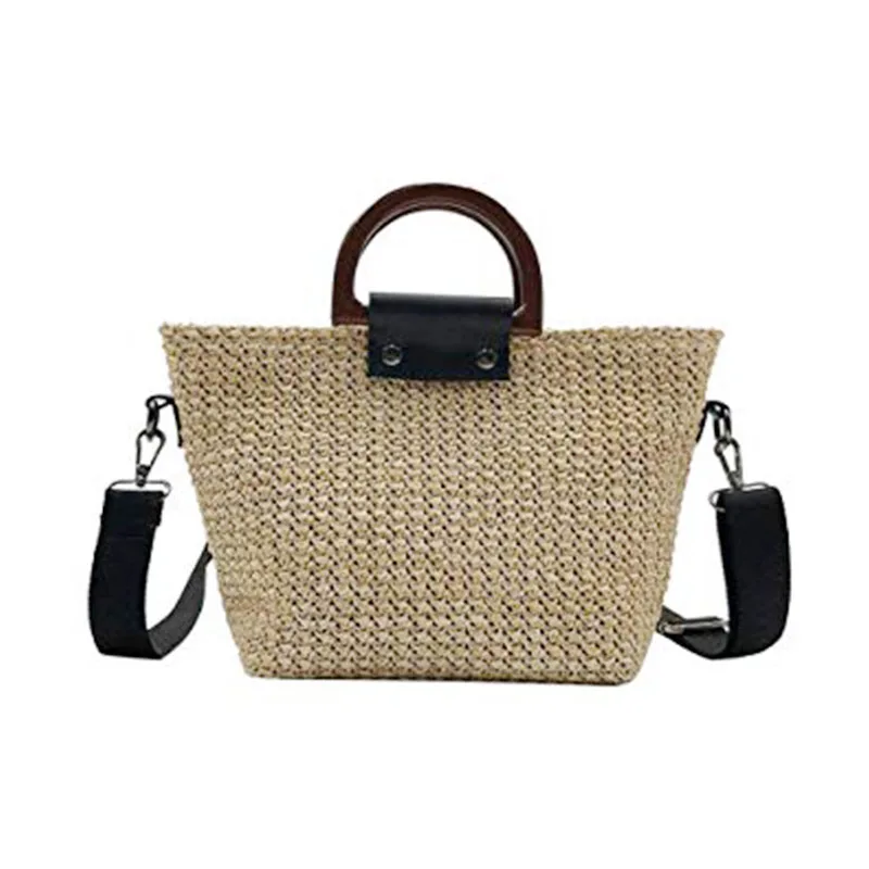 

FGGS Women's Straw Bag Summer Handbags Shoulder Strap Retro Beach Messenger Crossbody Bag Beach Totes for Girl