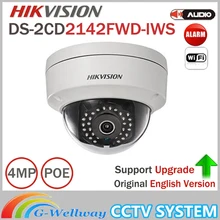 Original Updatable HIKVISION 4MP CCTV Camera DS-2CD2142FWD-IWS MINI WIFI Dome Camera Support Audio and Alarm I/O PoE IP Camera