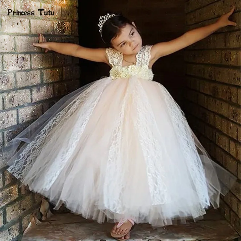 ivory lace tulle flower girl dress
