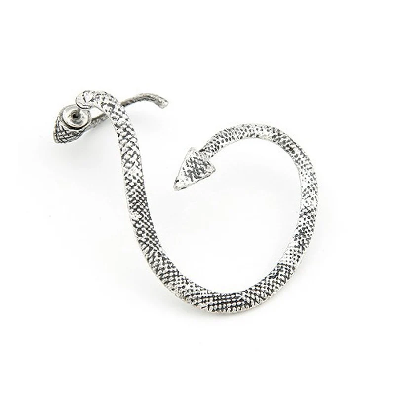 1 Pc Vintage Silver Bronze Alloy Snake Shaped Ear Cuff Clip Wrap Stud Earring Gothic Punk