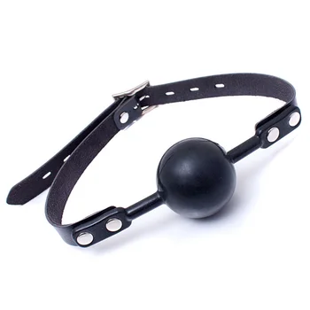 Size Large PU Leather Big Black Silicone Ball Gag Mouth Soft Mouth Plug Oral Fixation Mouth Gag Sex Toys Erotic Game For Couples 5