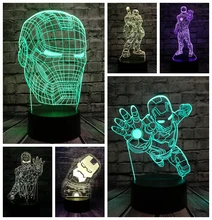 Filme quente super herói marvel avengers homem de ferro luz da noite 7 mudança de cor mini usb computador lava decoração para casa brilho natal crianças presente(China)