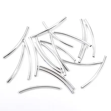 200 pçs 30x2mm prata curvado tubo espaçador contas conectores descobertas de jóias para pulseiras colar diy jóias fazendo acessórios