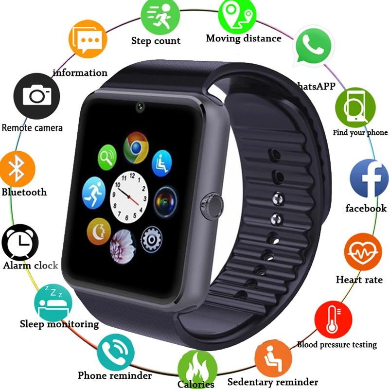 

Bluetooth Smart Watch Men GT08 With Touch Screen Big Battery Support TF Sim Card Camera For IOS iPhone Android Phone